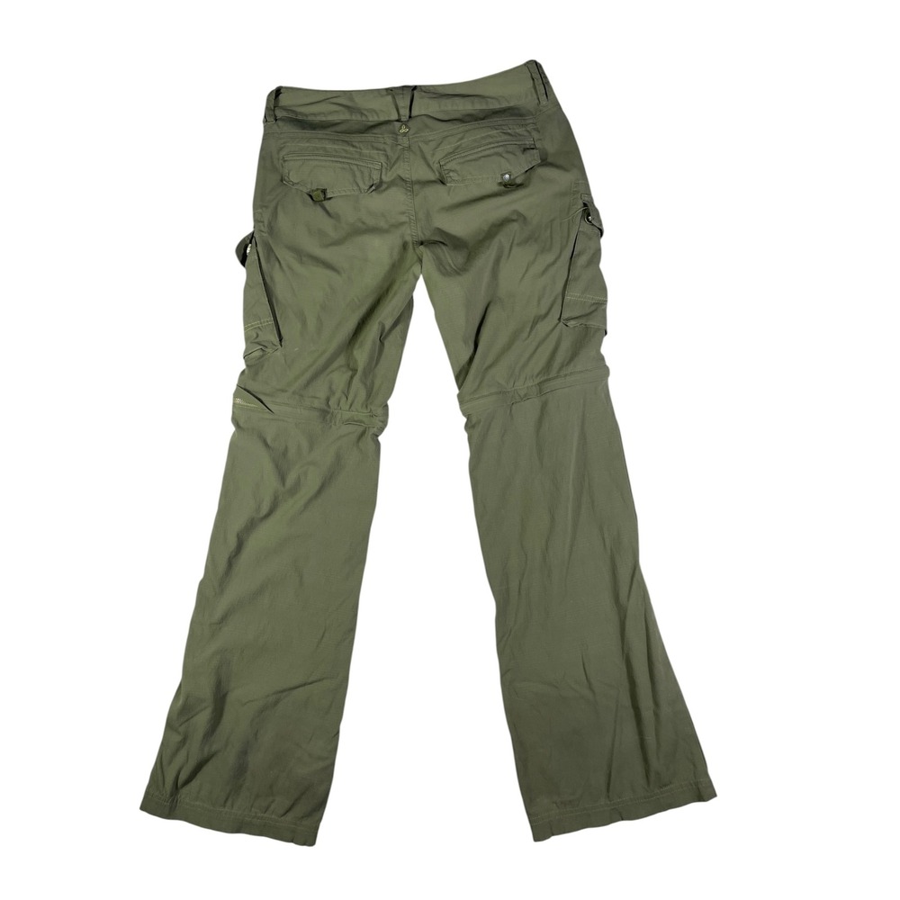 Prana Womens Convertible Cargo Hiking Pants Olive Green Zip Off Ripstop Size 4 - Picture 8 of 10